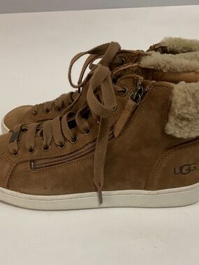 Women’s UGG “Olive” High Top Nubuck Leather Sneakers, Size 9